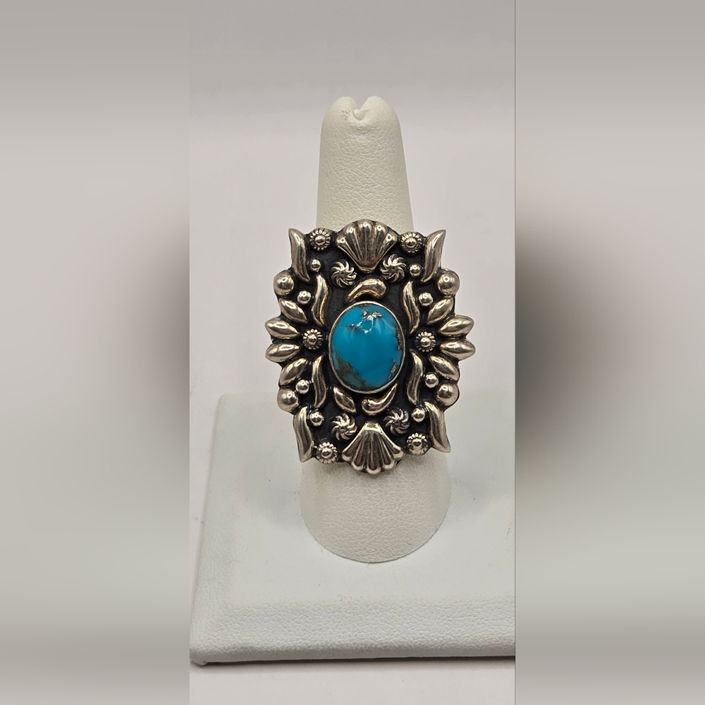 Absolutely Gorgeous Sterling Silver and Turquoise Statement Ring
